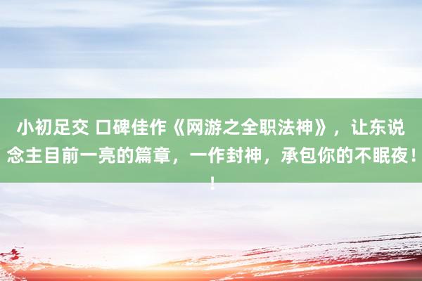 小初足交 口碑佳作《网游之全职法神》，让东说念主目前一亮的篇章，一作封神，承包你的不眠夜！