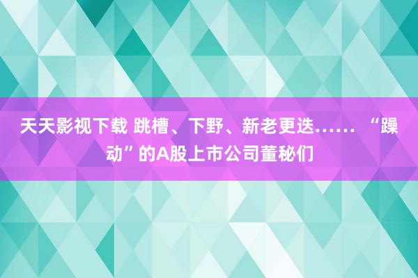 天天影视下载 跳槽、下野、新老更迭……  “躁动”的A股上市公司董秘们