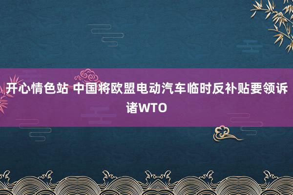 开心情色站 中国将欧盟电动汽车临时反补贴要领诉诸WTO