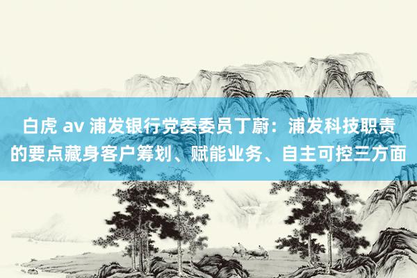 白虎 av 浦发银行党委委员丁蔚：浦发科技职责的要点藏身客户筹划、赋能业务、自主可控三方面