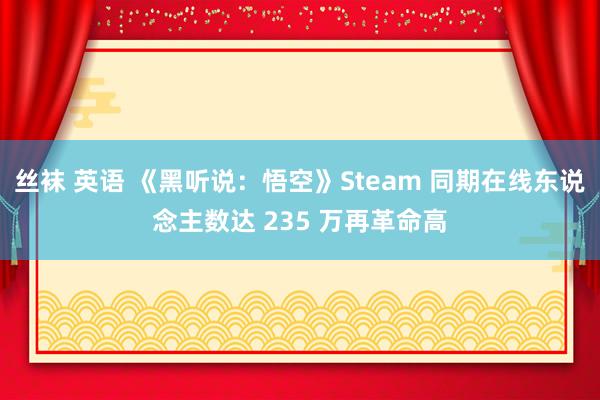 丝袜 英语 《黑听说：悟空》Steam 同期在线东说念主数达 235 万再革命高